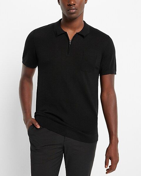 Merino Wool Short Sleeve Zip Polo Sweater | Express