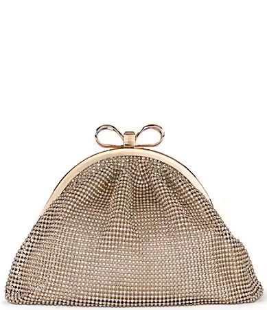 Badgley Mischka Jewel Nikko Crystal Mesh Bow Handle Pouch Clutch Bag - Gold | Dillard's