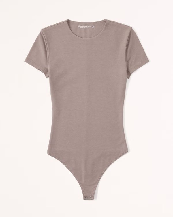 Short-Sleeve Cotton-Blend Seamless Fabric Crew Bodysuit | Abercrombie & Fitch (UK)