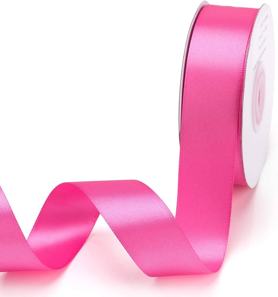 Pink Satin Ribbon for Gift Wrapping, 1 Inch x 25 Yards Double Sided Polyester Ribbon for Christma... | Amazon (CA)