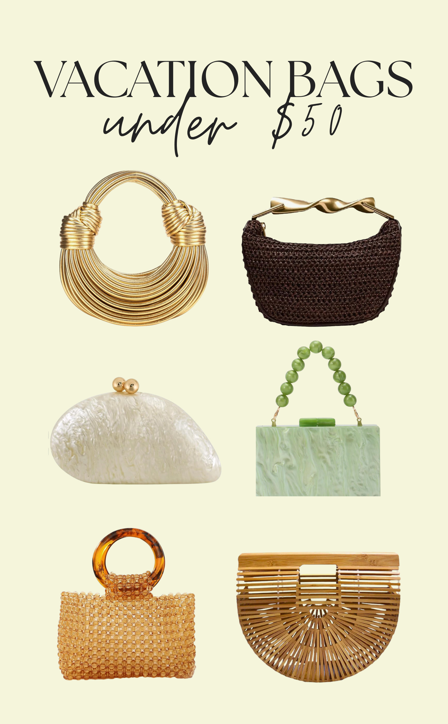 Vacation bags under $50 ✈️✨ The cutest affordable handbags, beach bags, and statement purses for summer trips, resort getaways, dinners, and beach days. These chic finds look way more expensive than they are and instantly elevate any vacation outfit. Follow for more affordable fashion finds and travel style inspiration!  

 #LTKgrwm #LTKootd #LTKTravel