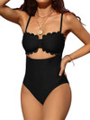 Click for more info about Charmo Womens Scalloped One Piece Bathing Suit Cutout Swimsuit Monokini