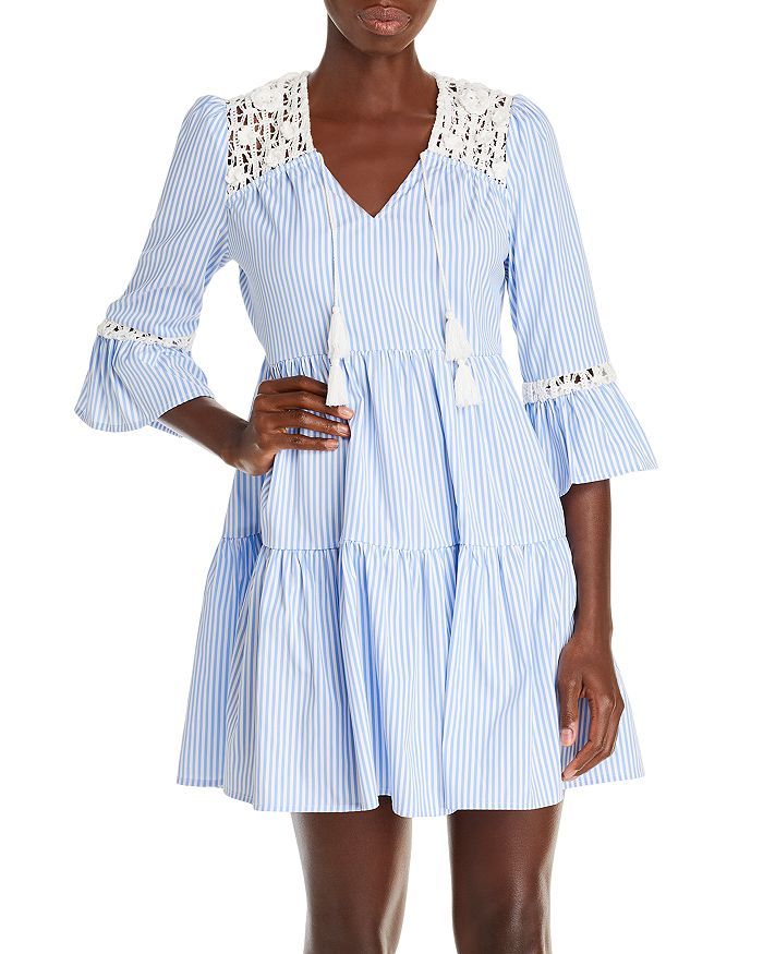 Striped Crochet Trim Fit & Flare Dress | Bloomingdale's (US)