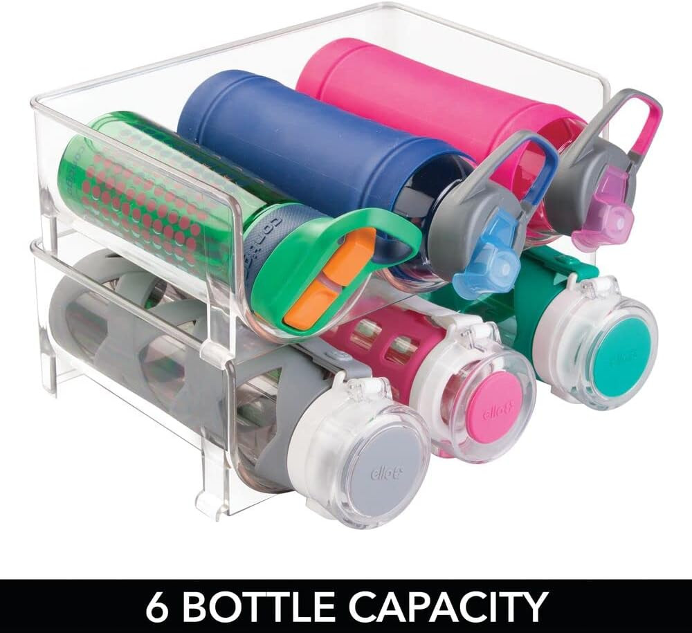 mDesign Plastic Free-Standing Stackable 3 Bottle Storage Holder Rack - Water, Wine, and Drink Org... | Amazon (US)