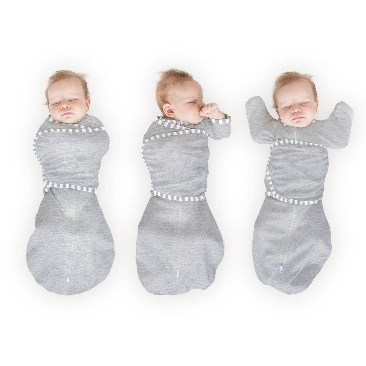 Omni Swaddle Wrap & Arms up Sleeves & Mitten Cuffs - Heathered Gray with Stripe Trim 0-3 Months | Target