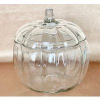 Large Anchor Hocking Lidded Glass Pumpkin Cookie Candy Jar, Container For Halloween, Thanksgiving, Fall Decor, Halloween Party | Etsy (US)