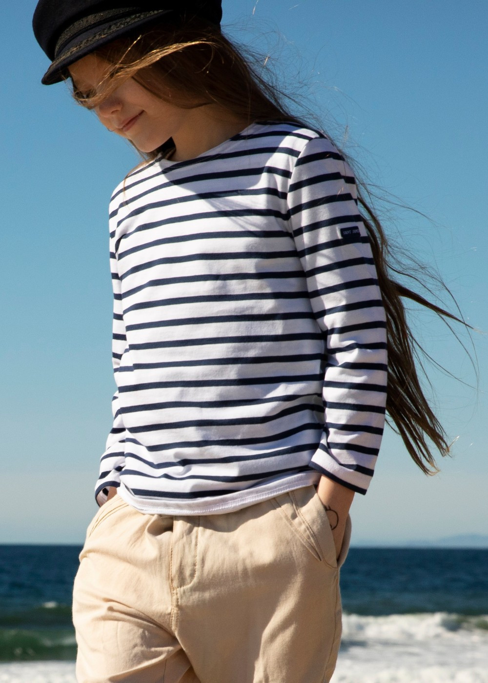 MINQUIERS KIDS - Authentic Breton Shirt for Kids in Soft Cotton (WHITE / NAVY) - WHITE / NAVY / 16Y | Saint James USA