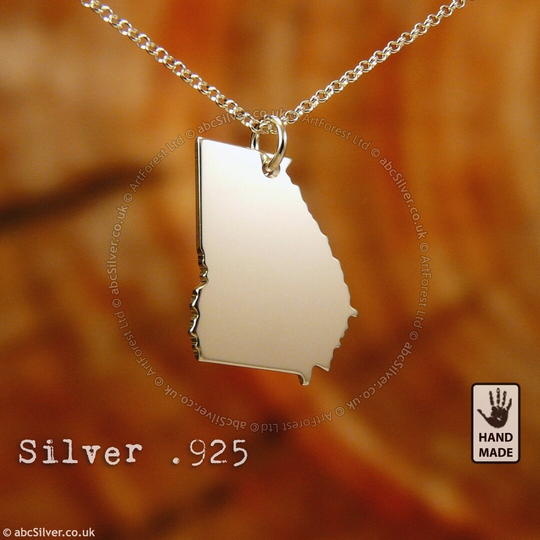 Georgia Map Handmade Sterling Silver .925 Necklace | Etsy (US)