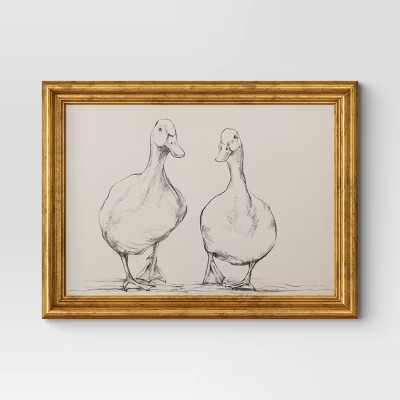 16"x 12" Bird Sketch Canvas Board Framed Art Black - Threshold™ | Target