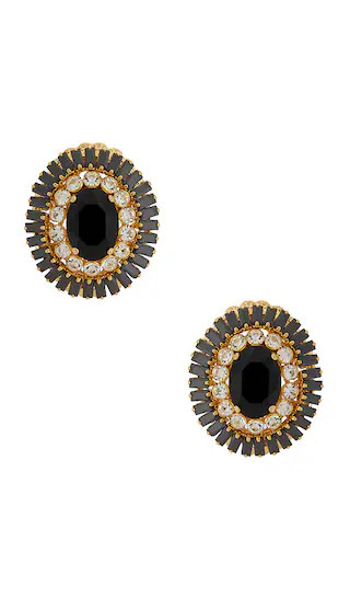 Gem Cluster Earrings in Black, Crystal & Gold | Revolve Clothing (Global)