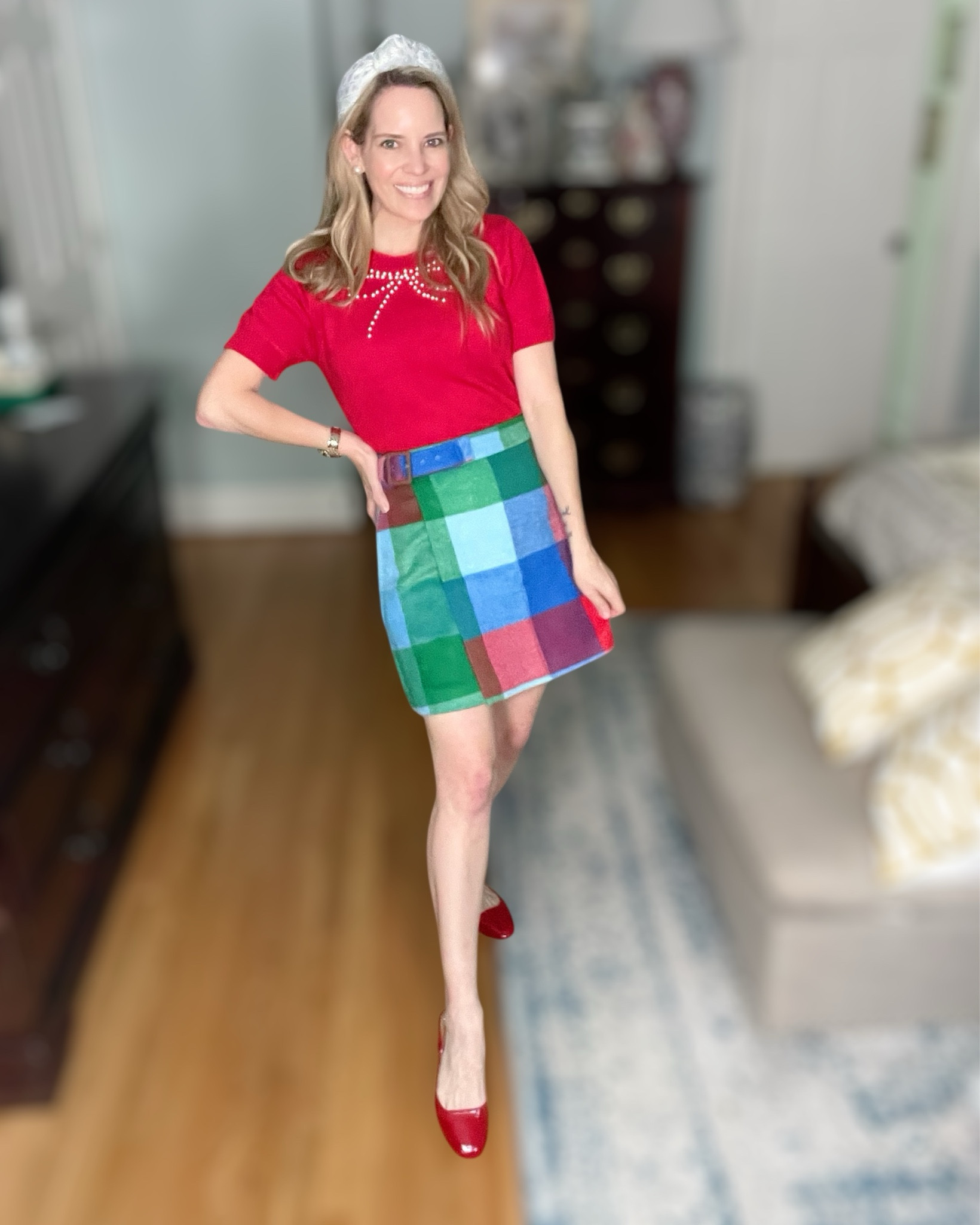 🎀 Holiday Prep Outfit – Bold + Playful Color
Okay how fun is this look?! The red bow sweater gives that subtle festive touch without being “too holiday,” and the patchwork wrap skirt is such a statement piece — bright, happy, and so unique (and yes, it’s from Walmart! 🙌). I tied it all together with the red slingback flats for a little pop and added a pearl headband to keep it sweet and classic.

This is perfect for holiday parties, teachers, church events, cookie swaps, school concerts, or festive everyday errands where you want to look put-together but still comfortable 🎄💝

⸻


holiday outfit ideas for women 🎀 festive but casual Christmas outfit ❤️ Walmart style haul 🛍️ affordable holiday fashion 🎄 bow sweater outfit inspo ✨ colorful holiday skirt outfit 🍬 cute winter party outfit ideas ❄️ teacher Christmas outfit ideas 🍎 red and colorful outfit ideas 💗 pearl headband outfit inspiration 👑 feminine classic holiday style 💕 bright cheerful winter outfit 🌟


#LTKFindsUnder50 #LTKHoliday #LTKShoeCrush