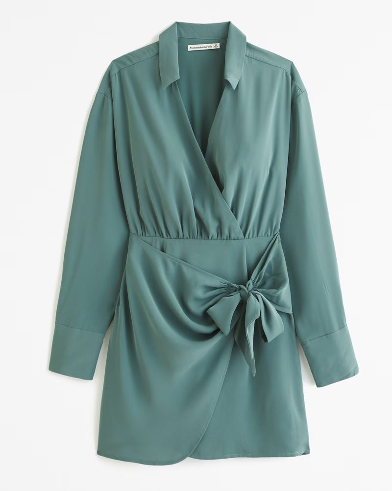 Long-Sleeve Wrap Shirt Dress | Abercrombie & Fitch (US)