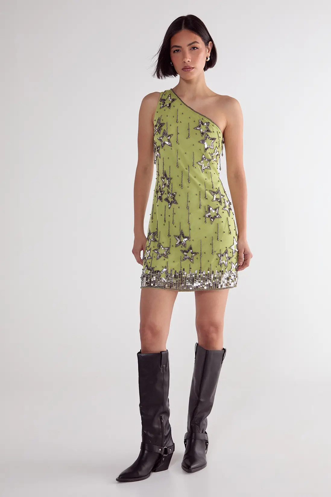 Star Sequin Tassel One Shoulder Mini Dress | Nasty Gal US