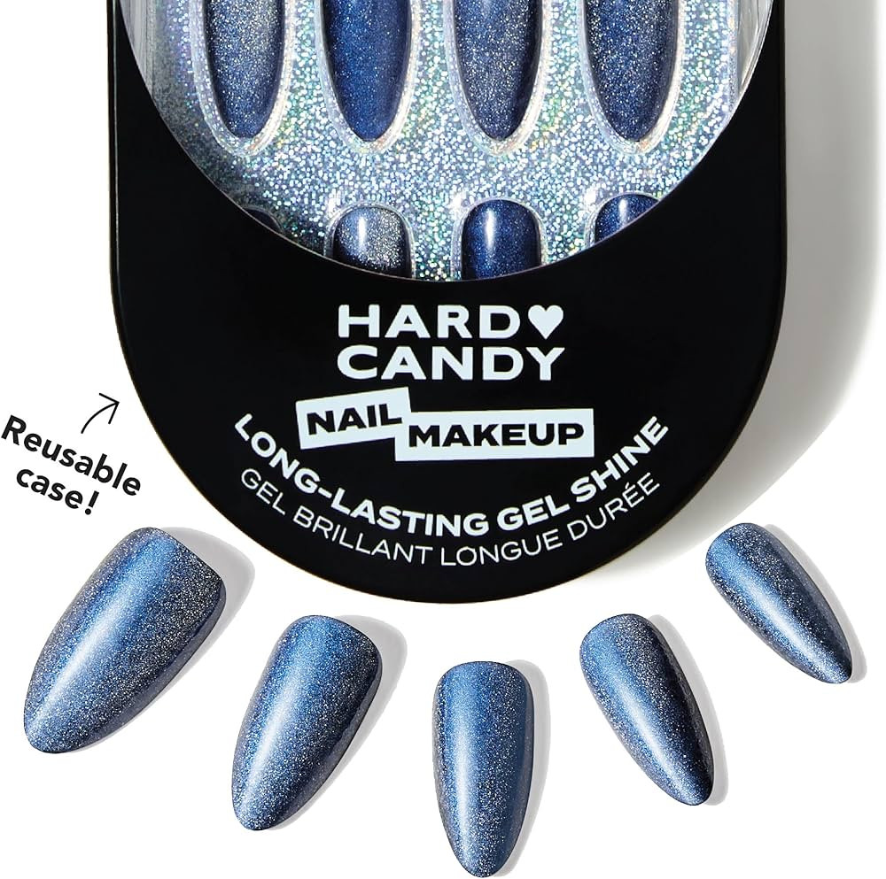 Hard Candy Press On Nails, Reusable with Gel Shine Finish, Dragon Eye, Blue Cat’s Eye Effect, L... | Amazon (US)