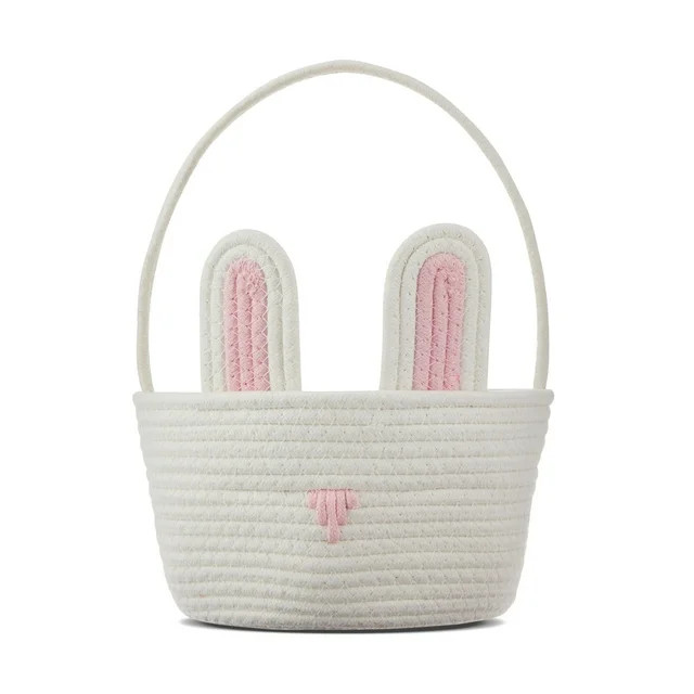 Easter White and Pink Bunny Cotton Basket, by Way To Celebrate | Walmart (US)