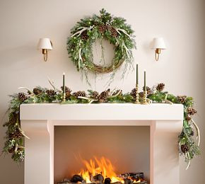 Lit Rustic Glam Wreath - 28" Diam | Pottery Barn CA