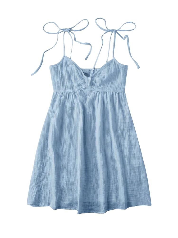 SOLY HUX Women's Tie Shoulder Cami Dress Spaghetti Strap Mini Summer Dresses | Amazon (US)