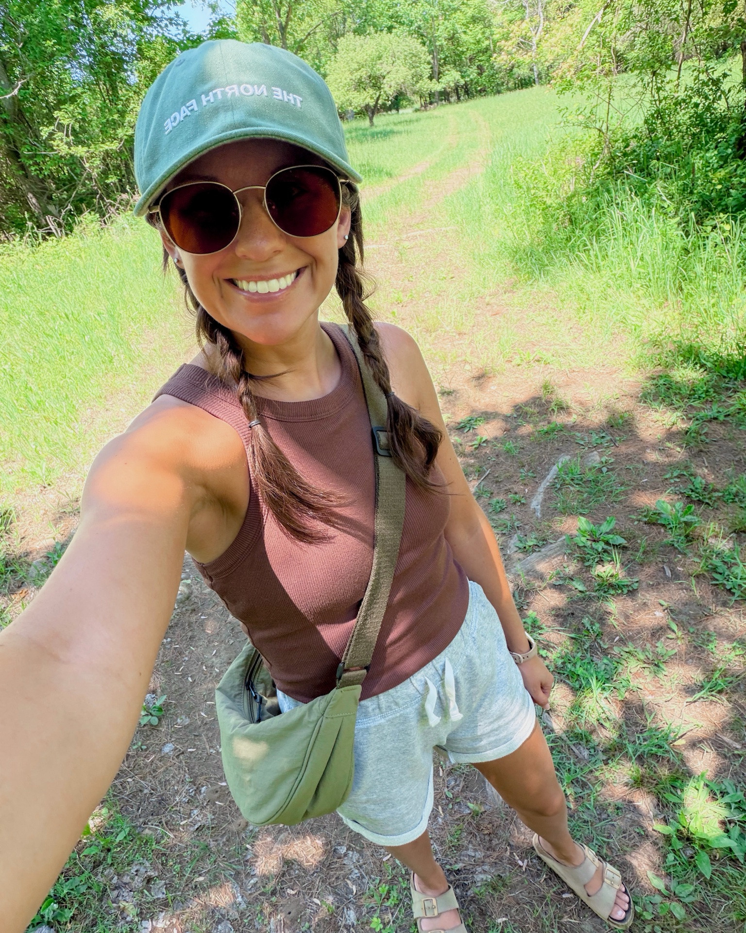 small in my tank, 36 in my sandals. My shorts are soooo old (like high school old!) so I linked similar!