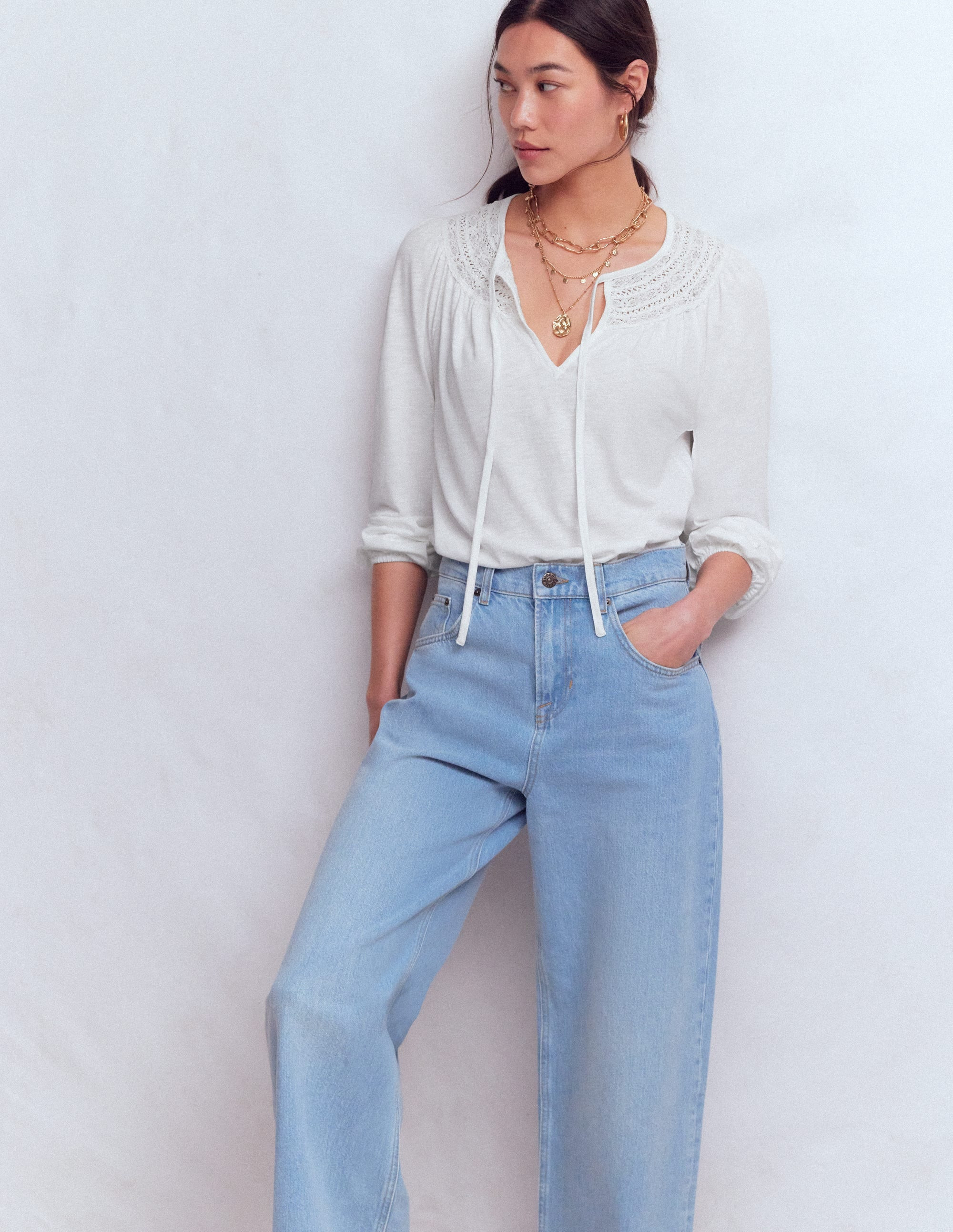 Edi Trim Detail Top-White | Boden (US)