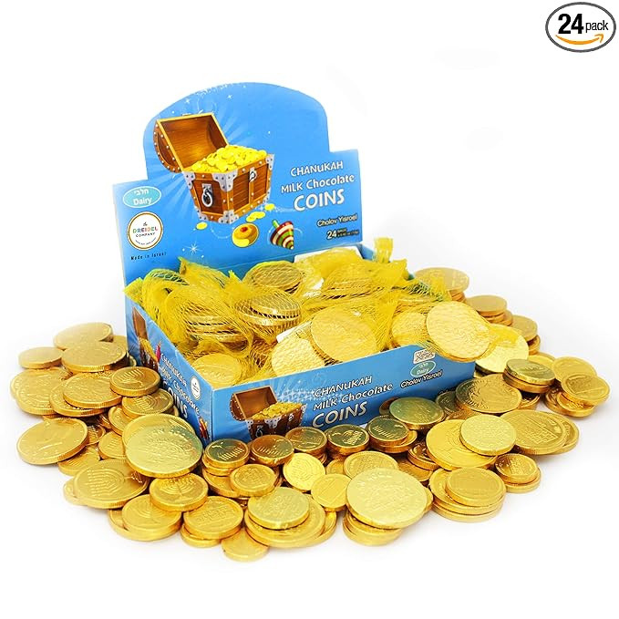 Hanukkah Chocolate Gelt, Milk Chocolate Coins, Made in Israel, Kosher Certified Cholov Yisroel Ch... | Amazon (US)