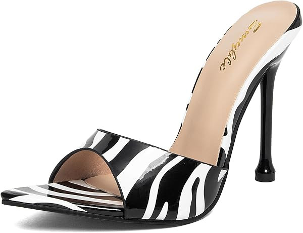 Women's Open Toe Mule Heels, 3.9 Inch Stiletto High Heel Sandals | Amazon (US)
