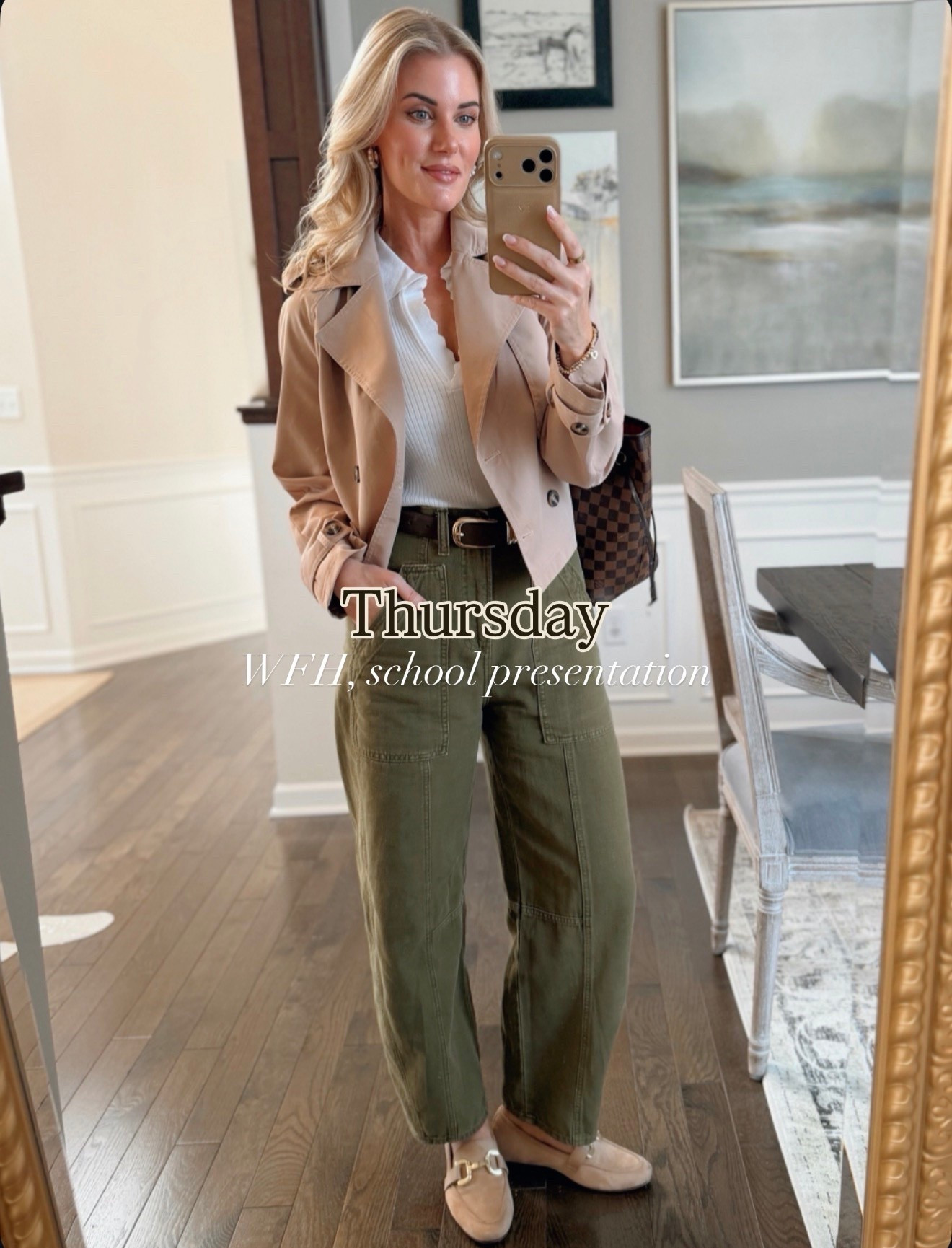 Spring outfit idea - wearing a small in the collared shirt, and cropped trench coat. Size 2 in the barrel leg pants and 7.5 in the loafers. @Target @amazonfindsandfashion

#LTKootd #LTKSeasonal #LTKmomlife