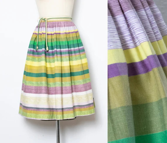 1950 Full Skirt Stripe Print S / XS | Etsy Italia | Etsy (IT)