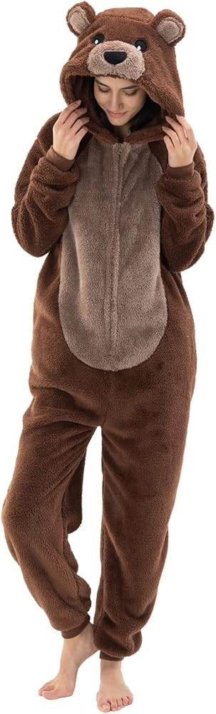 COSUSKET Snug Fit Unisex Adult Onesie Pajamas, Flannel Cosplay Animal One Piece Halloween Costume... | Amazon (US)