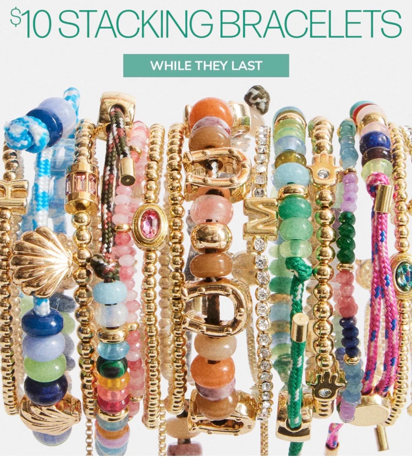 So many cute stacking bracelets from BaubleBar. Only $10!