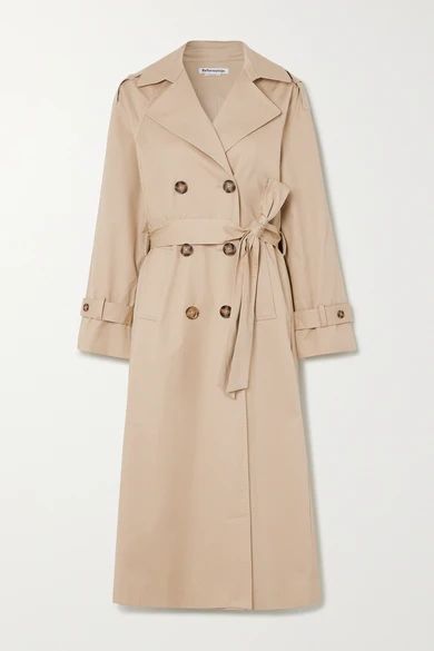 Reformation - Holland Cotton-blend Twill Trench Coat - Camel | NET-A-PORTER (US)