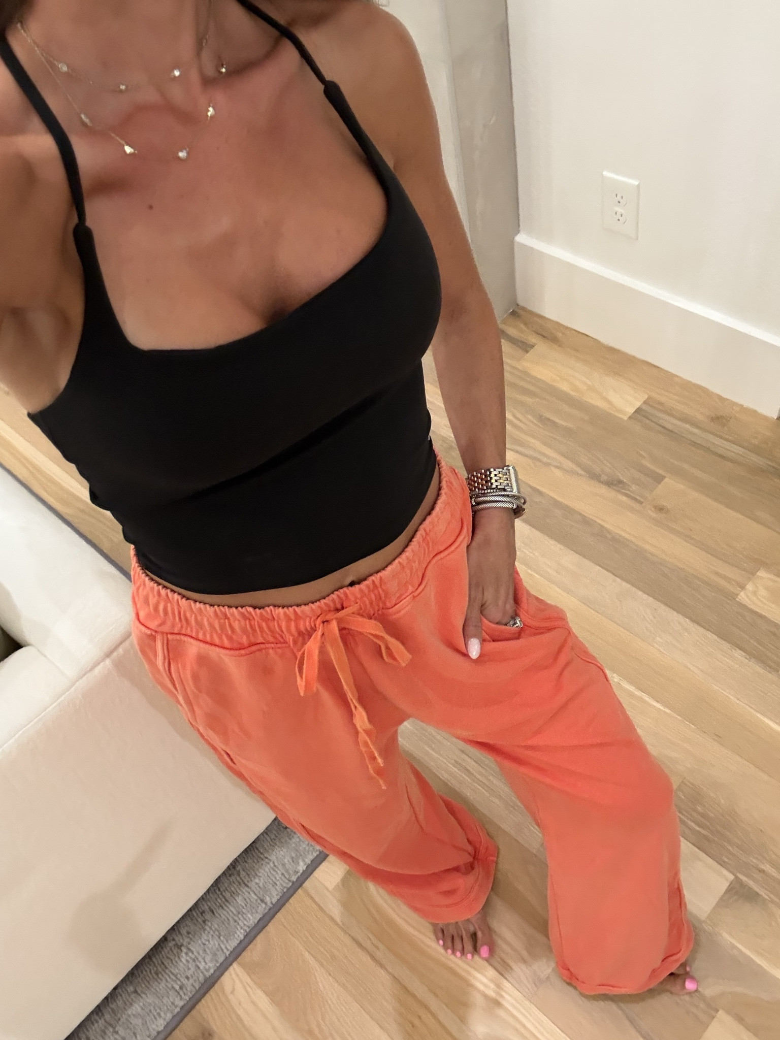 Tank top with built in bra size XS wide leg sweatpants size xs 

#LTKPetite #LTKSaleAlert