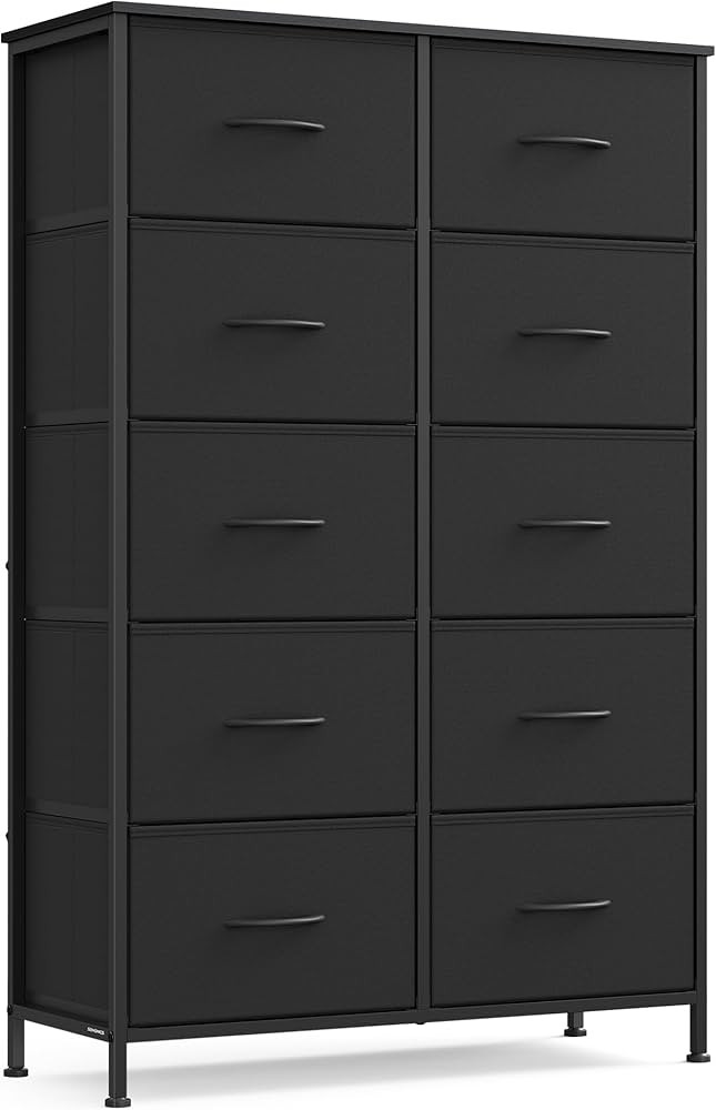 SONGMICS Dresser for Bedroom, Chest of Drawers, Steel, MDF, 10 Non-Woven Fabric Drawers, Storage ... | Amazon (US)