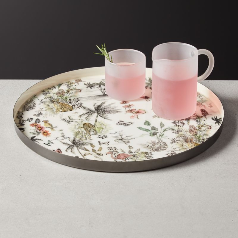 Jungle Print Round Serving Tray + Reviews | CB2 | CB2
