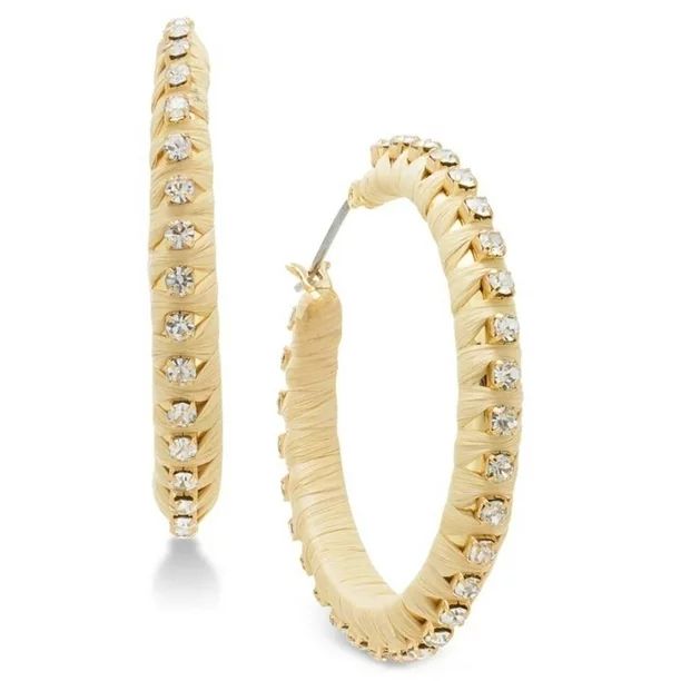 Inc Gold Crystal Raffia Medium Hoop Earrings New with box/tags | Walmart (US)