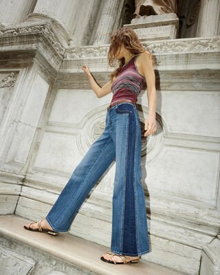 High-Rise Colorblocked Wide-Leg Jean | White House Black Market