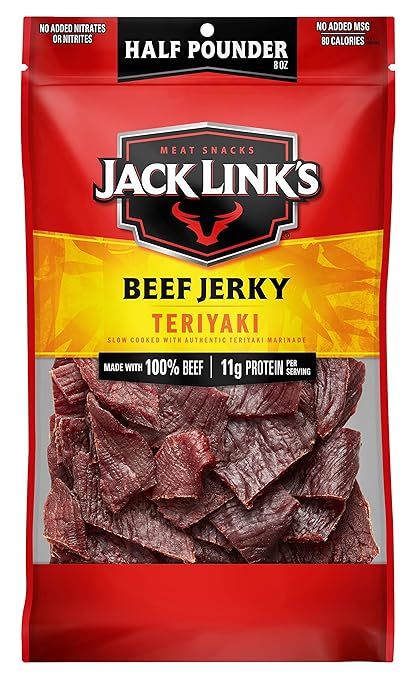 Jack Link's Beef Jerky, Teriyaki, ½ Pounder Bag - Flavorful Meat Snack, 11g of Protein and 80 Ca... | Amazon (US)