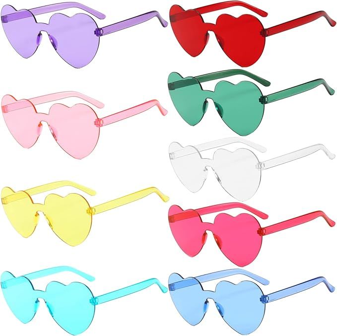 9 Pairs Heart Sunglasses Heart Shape Sunglasses Heart Shaped Frameless Sunglasses Trendy Transpar... | Amazon (US)