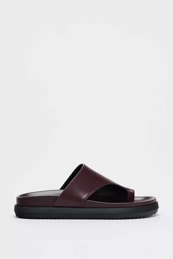 FLAT LEATHER SANDALS | Zara US