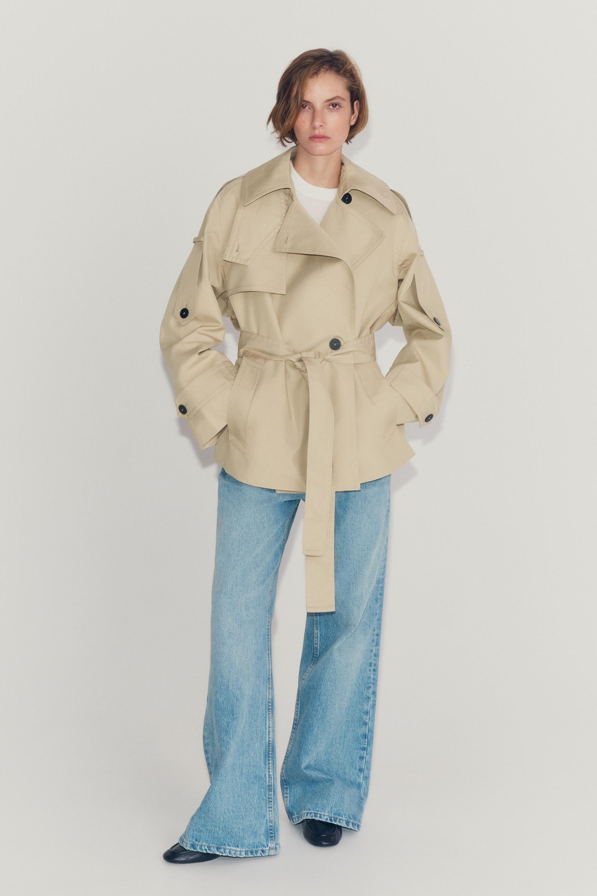 Zara - Short Water Repellent Trench Coat Zw Collection - Women - Black - Women | Zara US