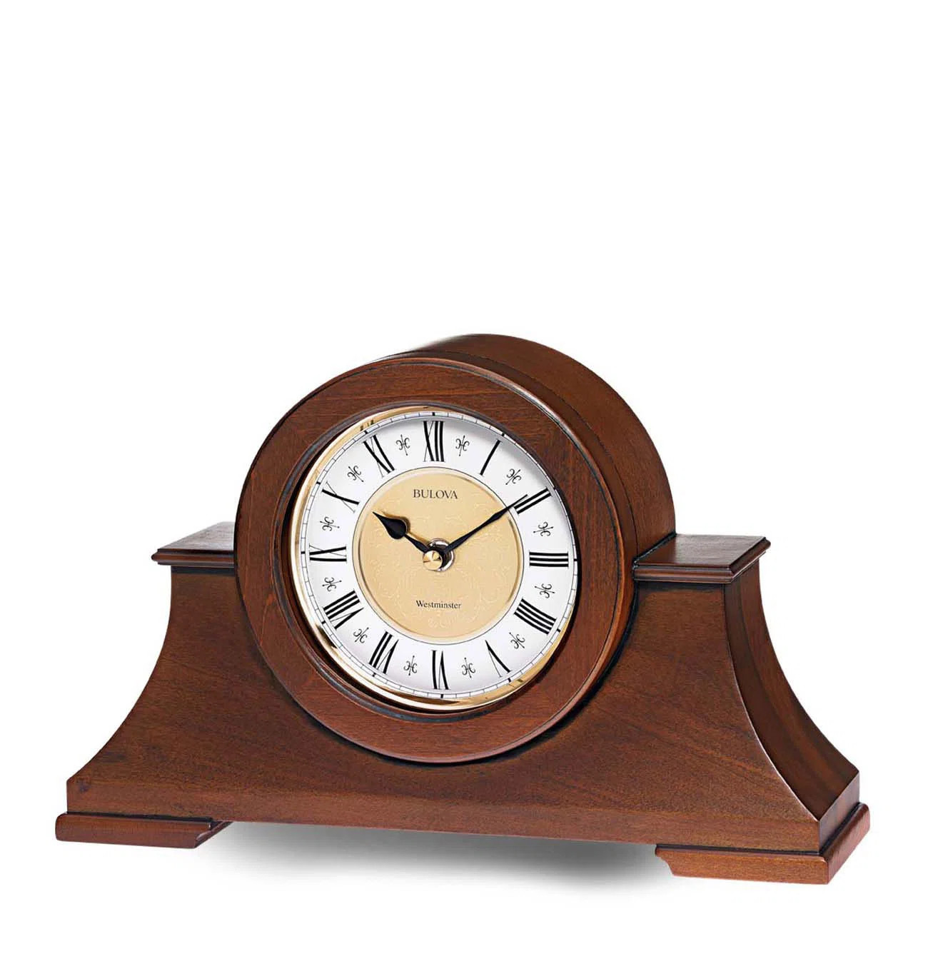 Traditional Roman Numeral Tabletop Clock in Antique Walnut | Wayfair North America