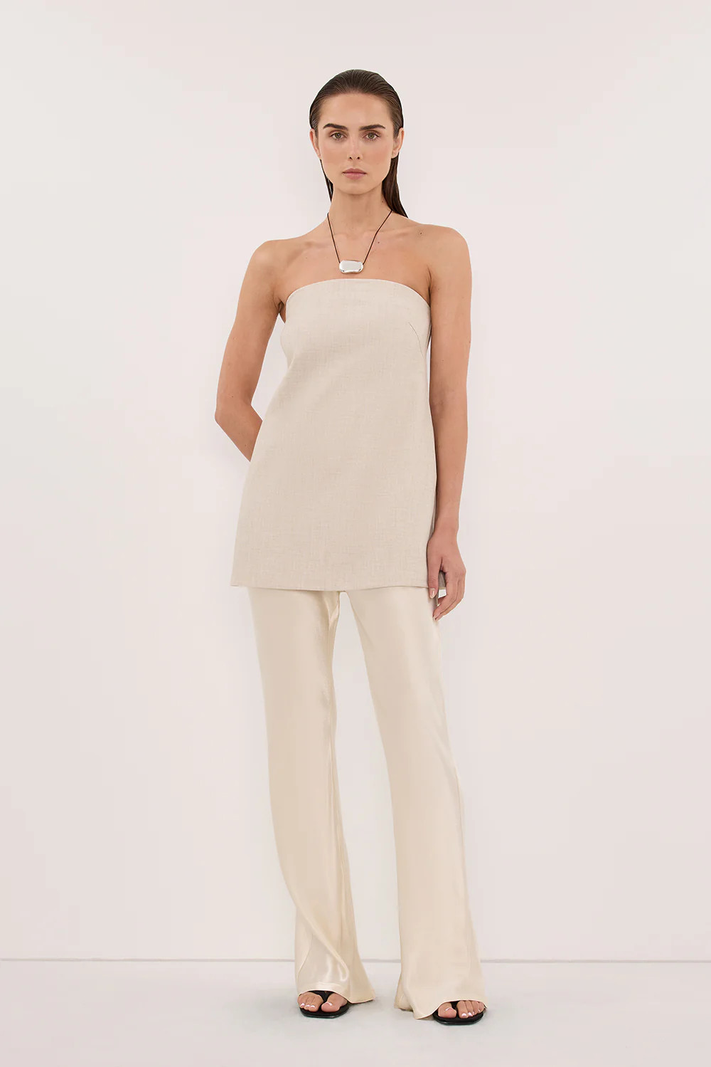 NIKKI CREAM SATIN BIAS PANT | DISSH