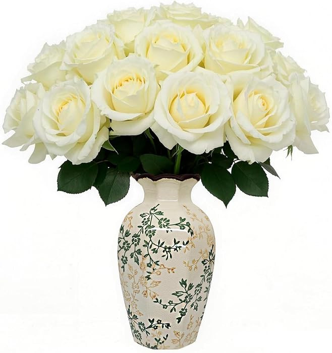 Vintage Ceramic Flower Vase Home Decor - Tabletop Rustic Tall Vase for Decor Living Room Bookshel... | Amazon (US)