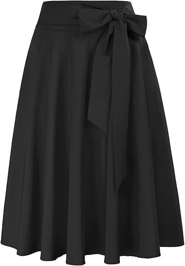 Belle Poque Women's Vintage Pleated Midi Skirts High Waist A-line Flared Skirts Pockets | Amazon (US)