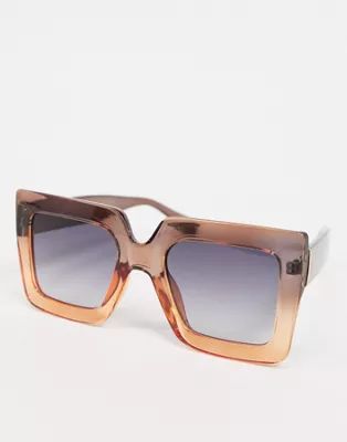 SVNX large square sunglasses in ombre brown with smoke lens | ASOS (Global)