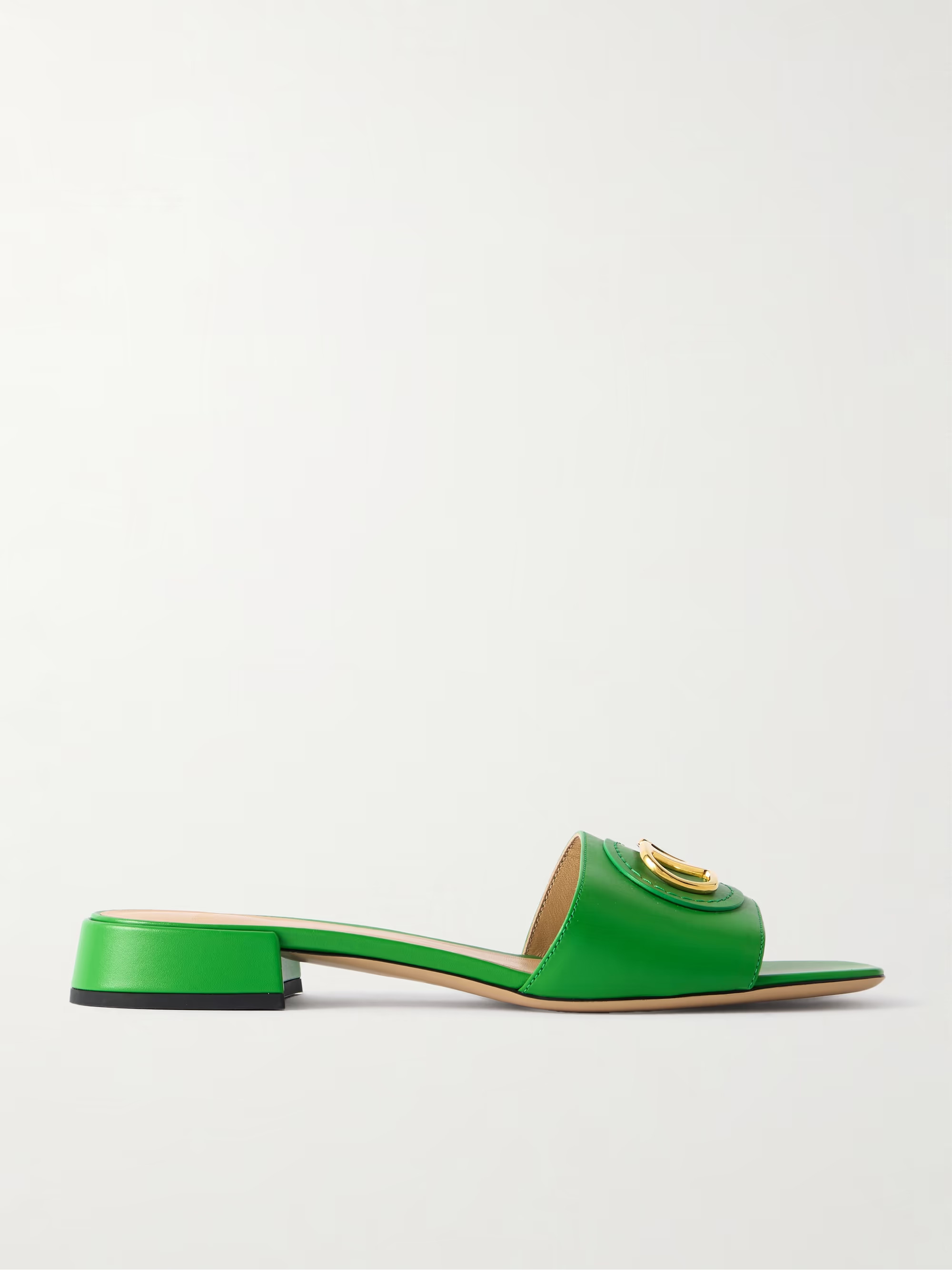 VLogo embellished leather slides | NET-A-PORTER (US)