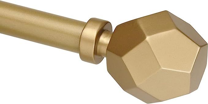 ILAISIHOME Single Curtain Rod Set: 3/4 in Diameter Adjustable Gold Curtain Rod with Geometric Fac... | Amazon (US)