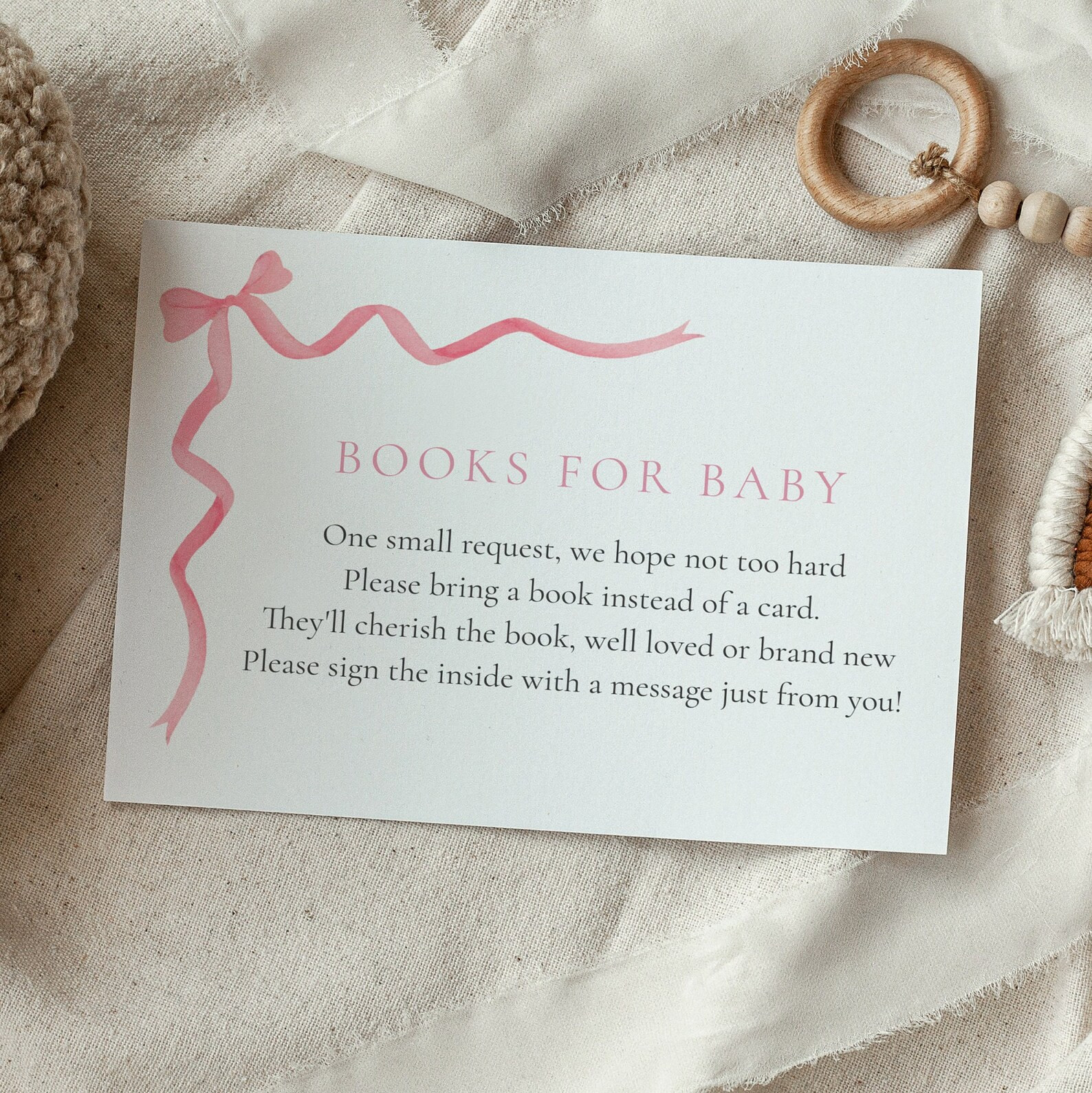 Pink Bow Books for Baby Card: Baby Shower Request (printable) - Etsy | Etsy (US)