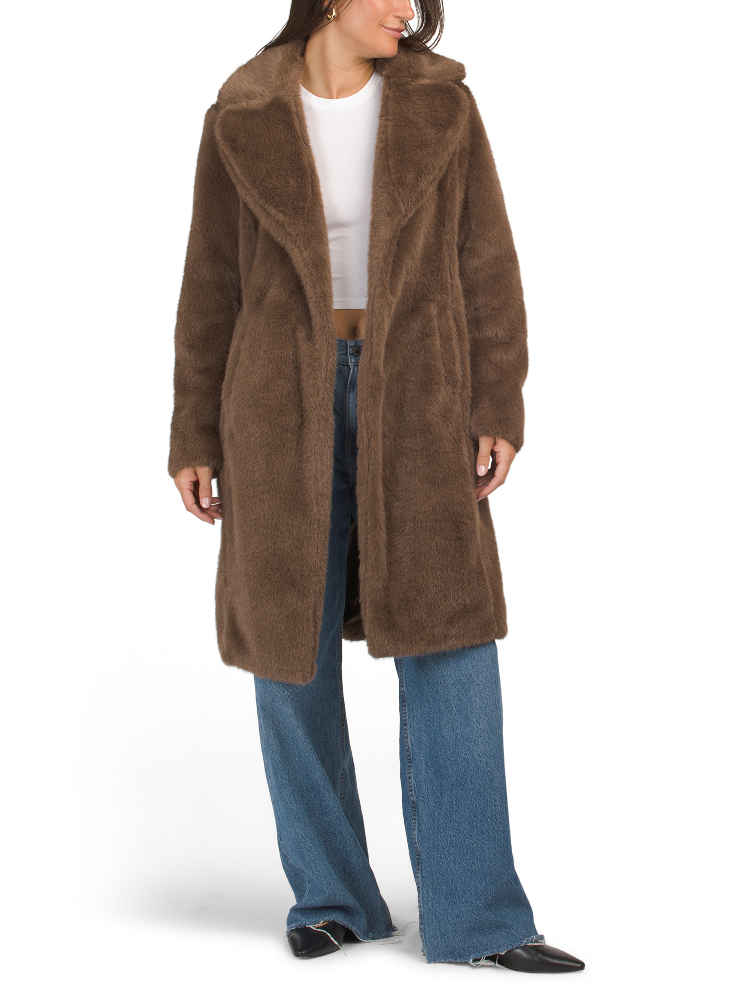 Faux Fur Single Breasted Reefer Coat | Clothing | Marshalls | Marshalls