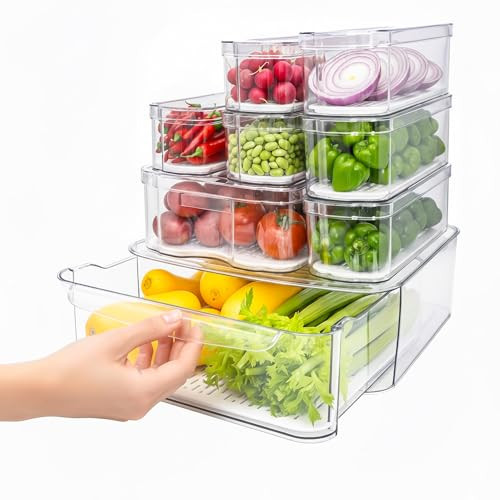 SMRCAD 8 Pack Refrigerator Organizers, Clear Pull-out Drawer Container and Organizer Bins with Lids, Stackable Storage Containers for Fruits, Vegetable (Set of 8 （AU）) | Amazon (US)