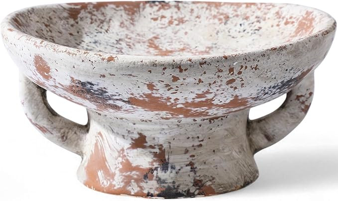 Ceramic Decorative Bowl 8.27x4.13 Inch Pedestal Decorative Rustic Farmhouse Fruit Bowl for Home D... | Amazon (US)